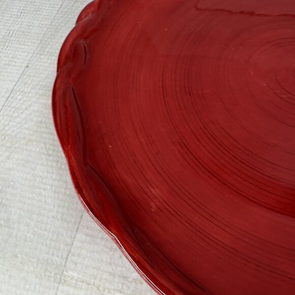 Tracy Porter THE OCTAVIA HILL COLLECTION Solid Red Embossed Dinner Plates Set 2 - Picture 11 of 14